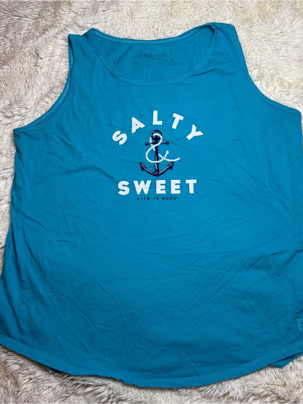 Life Is Good men’s size large light blue casual tank top “salty sweet”